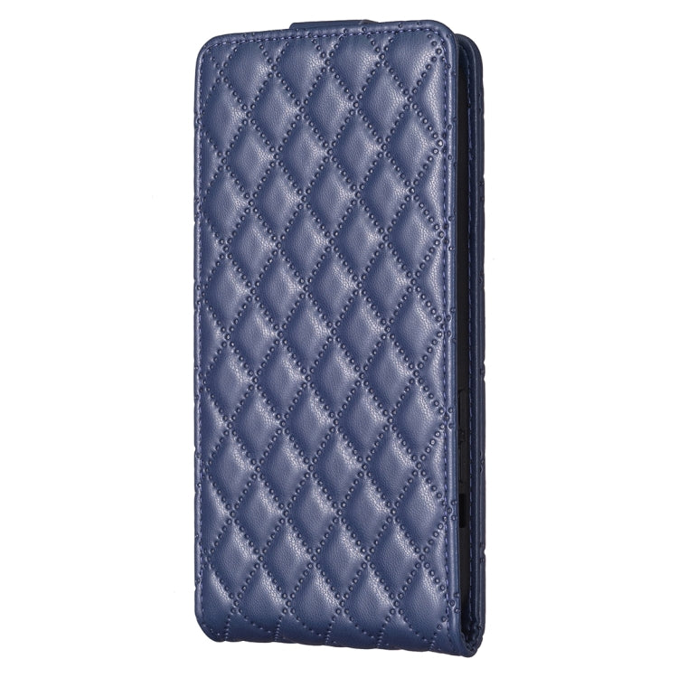 For Samsung Galaxy S25 5G Diamond Lattice Vertical Flip Leather Phone Case(Blue) - Galaxy S25 5G Cases by PMC Jewellery | Online Shopping South Africa | PMC Jewellery | Buy Now Pay Later Mobicred