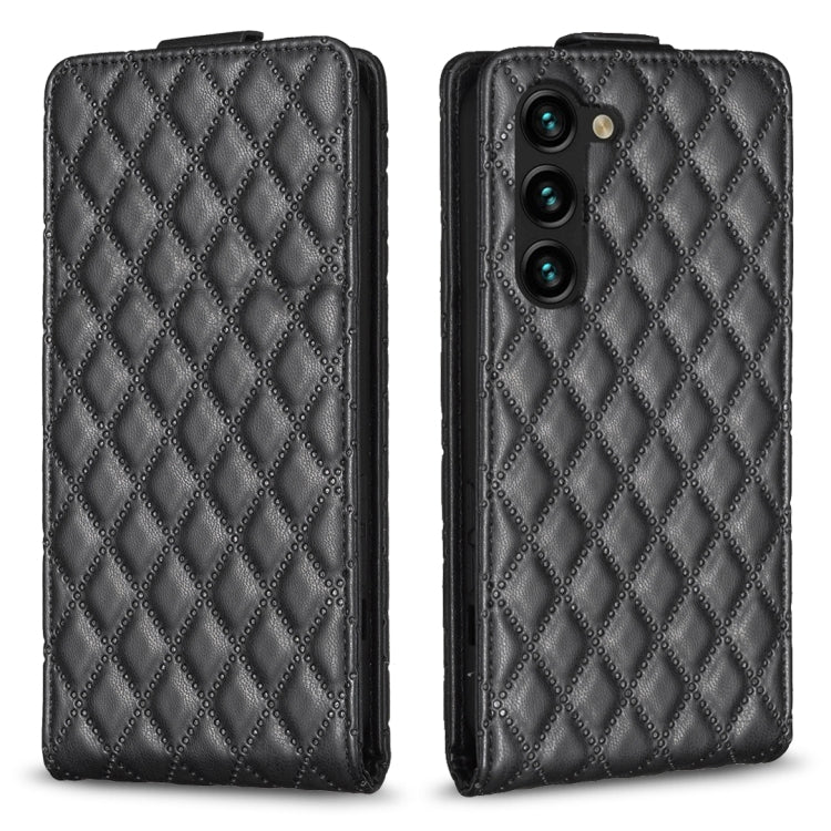 For Samsung Galaxy S25+ 5G Diamond Lattice Vertical Flip Leather Phone Case(Black) - Galaxy S25+ 5G Cases by PMC Jewellery | Online Shopping South Africa | PMC Jewellery | Buy Now Pay Later Mobicred