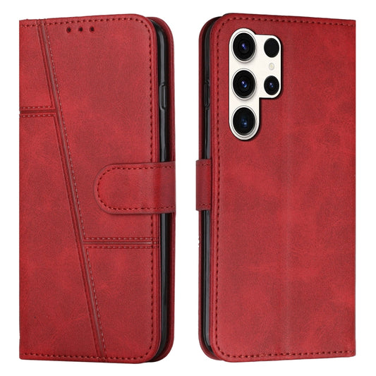 For Samsung Galaxy S25 Ultra 5G Stitching Calf Texture Buckle Leather Phone Case(Red) - Galaxy S25 Ultra 5G Cases by PMC Jewellery | Online Shopping South Africa | PMC Jewellery | Buy Now Pay Later Mobicred