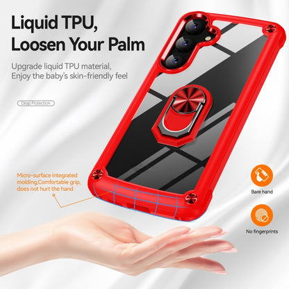 For Samsung Galaxy S25 5G TPU + PC Lens Protection Phone Case with Ring Holder(Red) - Galaxy S25 5G Cases by PMC Jewellery | Online Shopping South Africa | PMC Jewellery | Buy Now Pay Later Mobicred