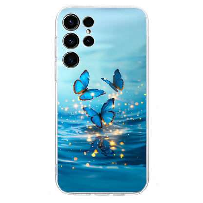 For Samsung Galaxy S25 Ultra 5G Colorful Painting Pattern TPU Phone Case(Blue Butterflies) - Galaxy S25 Ultra 5G Cases by PMC Jewellery | Online Shopping South Africa | PMC Jewellery | Buy Now Pay Later Mobicred