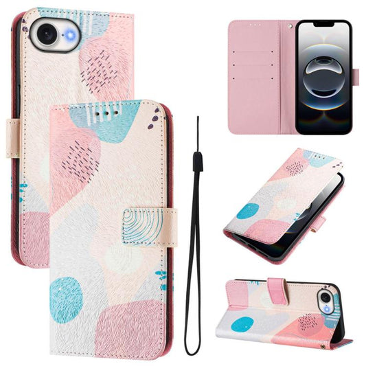 For iPhone 16e Art Colored Drawing Pattern Leather Phone Case(Graffiti puzzle) - iPhone 16e Cases by PMC Jewellery | Online Shopping South Africa | PMC Jewellery | Buy Now Pay Later Mobicred