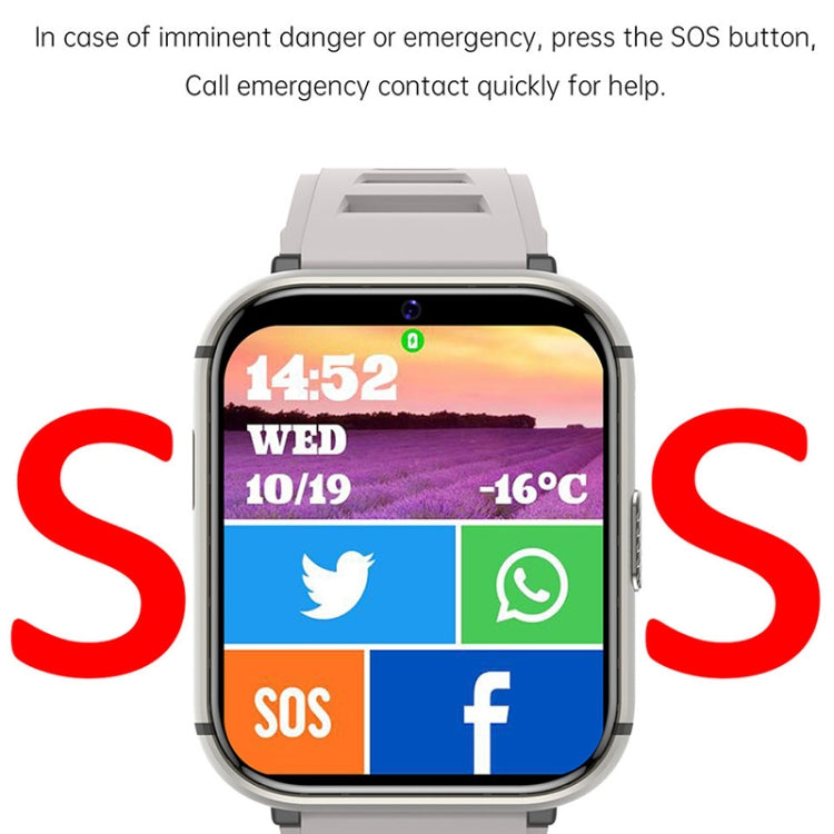 UNIWA DM66 4G Calling Smart Watch, 4GB+64GB, 1.99 inch IPS Screen Android 9.0 Support WiFi GPS(Silver) - free shipping - PMC TechLife - Order now!