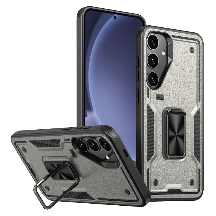 For Samsung Galaxy S25+ 5G Ring Holder PC Hybrid TPU Phone Case(Titanium Grey) - Galaxy S25+ 5G Cases by PMC Jewellery | Online Shopping South Africa | PMC Jewellery | Buy Now Pay Later Mobicred