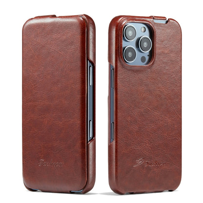 For iPhone 16 Pro Fierre Shann 64 Texture Vertical Flip PU Leather Phone Case(Brown) - iPhone 16 Pro Cases by FIERRE SHANN | Online Shopping South Africa | PMC Jewellery | Buy Now Pay Later Mobicred