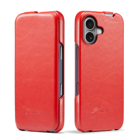 For iPhone 16 Plus Fierre Shann 64 Texture Vertical Flip PU Leather Phone Case(Red) - iPhone 16 Plus Cases by FIERRE SHANN | Online Shopping South Africa | PMC Jewellery | Buy Now Pay Later Mobicred