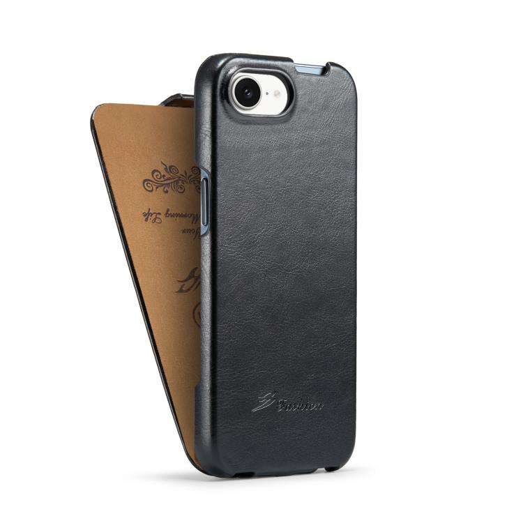 For iPhone 16e Fierre Shann 64 Texture Vertical Flip PU Leather Phone Case(Black) - free shipping - PMc TechLife - Order now!