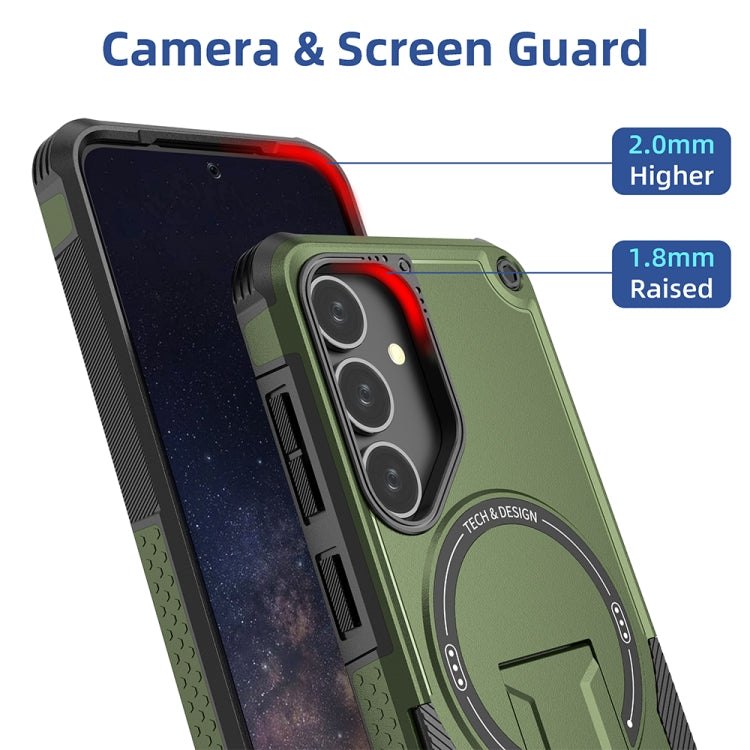 For Samsung Galaxy S24 5G / S25 5G Armor MagSafe Holder PC Hybrid TPU Phone Case(Army Green) - Galaxy S25 5G Cases by PMC Jewellery | Online Shopping South Africa | PMC Jewellery | Buy Now Pay Later Mobicred