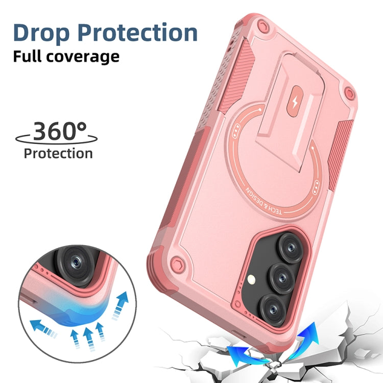 For Samsung Galaxy S24+ 5G / S25+ 5G Armor MagSafe Holder PC Hybrid TPU Phone Case(Pink) - Galaxy S25+ 5G Cases by PMC Jewellery | Online Shopping South Africa | PMC Jewellery | Buy Now Pay Later Mobicred