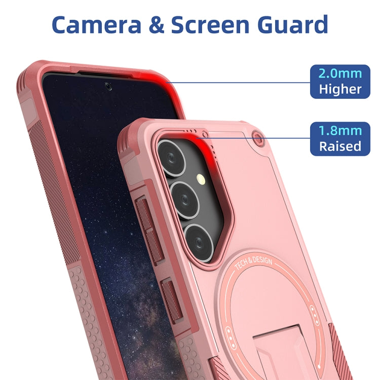 For Samsung Galaxy S24+ 5G / S25+ 5G Armor MagSafe Holder PC Hybrid TPU Phone Case(Pink) - Galaxy S25+ 5G Cases by PMC Jewellery | Online Shopping South Africa | PMC Jewellery | Buy Now Pay Later Mobicred