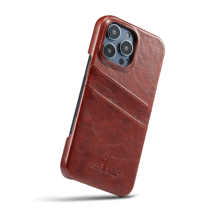 For iPhone 16 Pro Max Fierre Shann Retro Oil Wax Texture Card Slots PU Leather Phone Case(Brown) - iPhone 16 Pro Max Cases by FIERRE SHANN | Online Shopping South Africa | PMC Jewellery | Buy Now Pay Later Mobicred