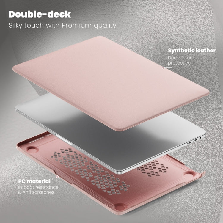 For MacBook Pro 13.3 inch M1 A2338 Business Magnetic Holder PC + PU Laptop Protective Case(Pink) - MacBook Pro Cases by PMC Jewellery | Online Shopping South Africa | PMC Jewellery | Buy Now Pay Later Mobicred