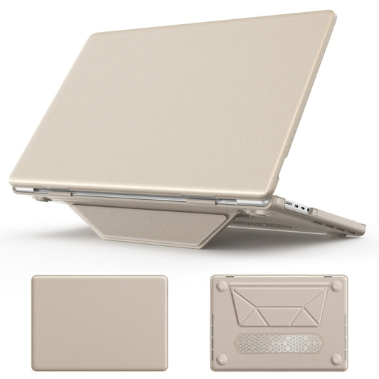 For MacBook Pro 16.2 inch A2991 / A2485 Business Magnetic Holder PC + PU Laptop Protective Case(Gold) - MacBook Pro Cases by PMC Jewellery | Online Shopping South Africa | PMC Jewellery | Buy Now Pay Later Mobicred