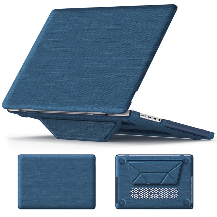 For MacBook Pro 14 inch A2918 / A2992 Fabric Magnetic Holder Laptop Protective Case(Navy Blue) - MacBook Pro Cases by PMC Jewellery | Online Shopping South Africa | PMC Jewellery | Buy Now Pay Later Mobicred