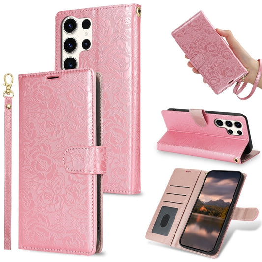 For Samsung Galaxy S25 Ultra 5G Peony Flowers Imprint Leather Phone Case(Pink) - Galaxy S25 Ultra 5G Cases by PMC Jewellery | Online Shopping South Africa | PMC Jewellery | Buy Now Pay Later Mobicred