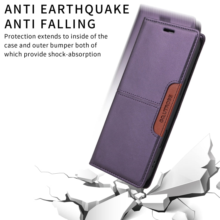 For iPhone 16 Pro GQUTROBE G01 RFID Anti-theft Leather Phone Case(Purple) - iPhone 16 Pro Cases by GQUTROBE | Online Shopping South Africa | PMC Jewellery | Buy Now Pay Later Mobicred