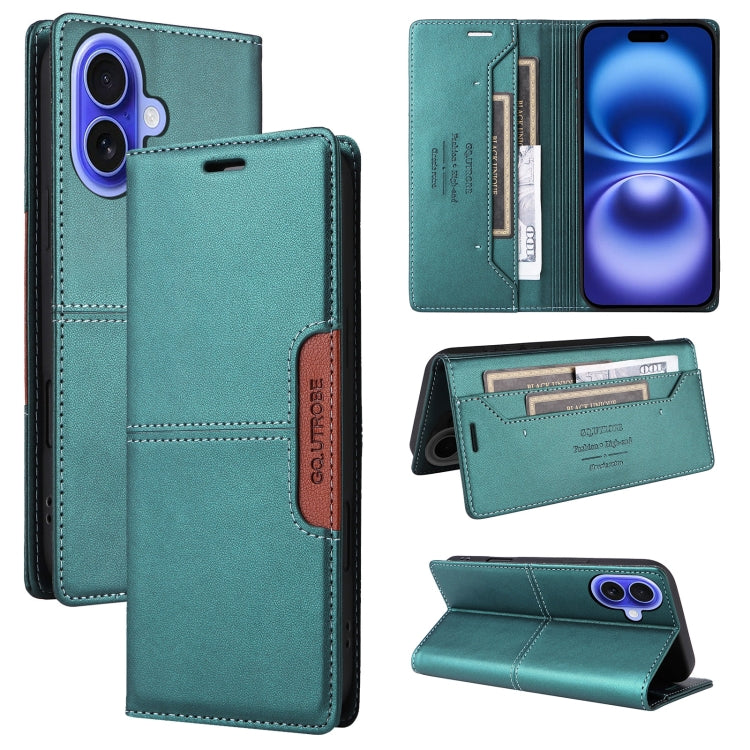 For iPhone 16 Plus GQUTROBE G01 RFID Anti-theft Leather Phone Case(Green) - iPhone 16 Plus Cases by GQUTROBE | Online Shopping South Africa | PMC Jewellery | Buy Now Pay Later Mobicred