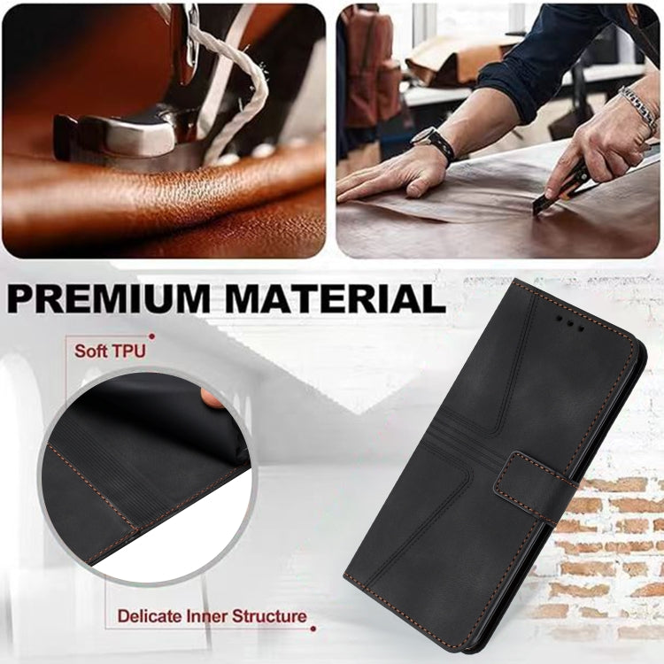 For Samsung Galaxy S25+5G Triangle Solid Color Leather Phone Case(Black) - Galaxy S25+ 5G Cases by PMC TechLife | Online Shopping South Africa | PMC TechLife | Buy Now Pay Later Mobicred