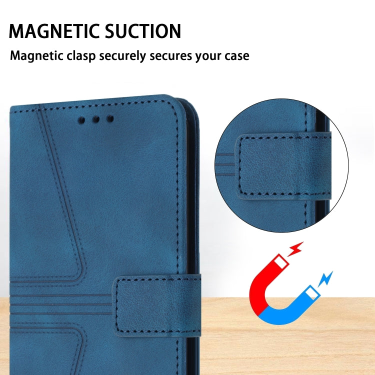 For Samsung Galaxy S25+5G Triangle Solid Color Leather Phone Case(Blue) - Galaxy S25+ 5G Cases by PMC Jewellery | Online Shopping South Africa | PMC Jewellery | Buy Now Pay Later Mobicred