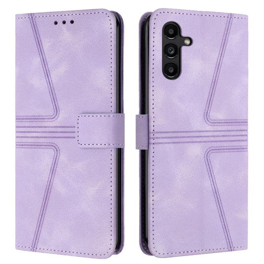 For Samsung Galaxy S25+5G Triangle Solid Color Leather Phone Case(Purple) - Galaxy S25+ 5G Cases by PMC Jewellery | Online Shopping South Africa | PMC Jewellery | Buy Now Pay Later Mobicred