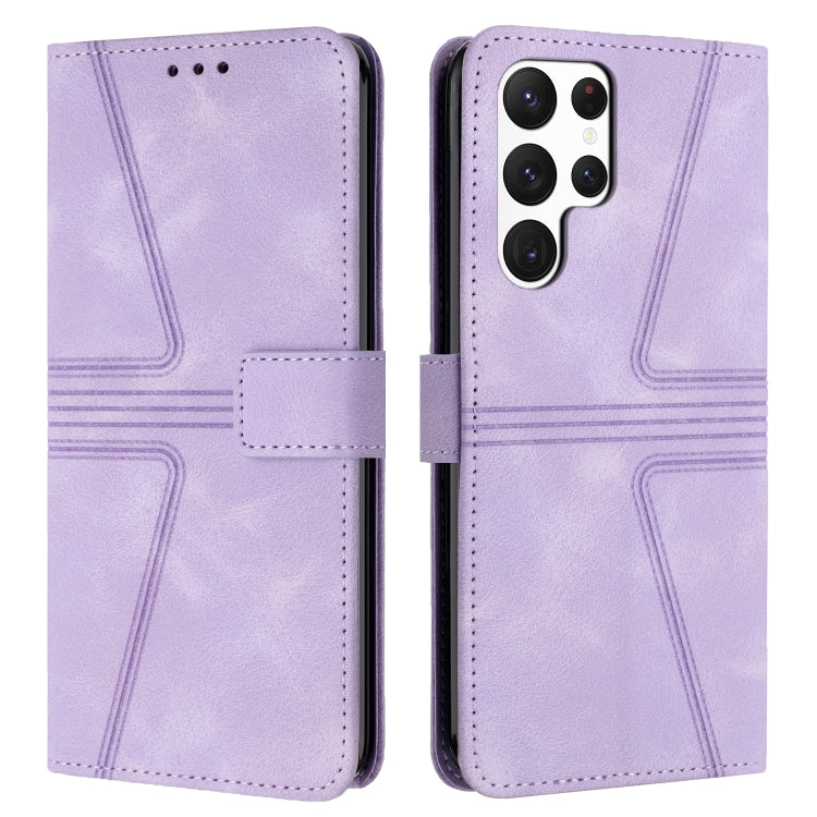 For Samsung Galaxy S25 Ultra 5G Triangle Solid Color Leather Phone Case(Purple) - Galaxy S25 Ultra 5G Cases by PMC Jewellery | Online Shopping South Africa | PMC Jewellery | Buy Now Pay Later Mobicred