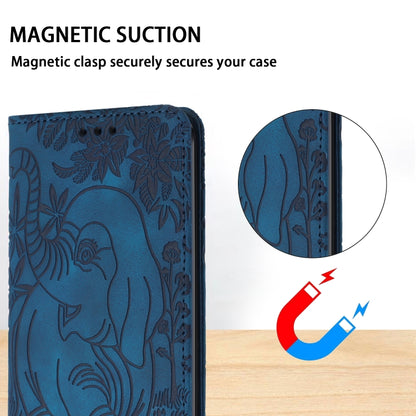 For Samsung Galaxy S25 5G Retro Elephant Embossed Leather Phone Case(Blue) - Galaxy S25 5G Cases by PMC Jewellery | Online Shopping South Africa | PMC Jewellery | Buy Now Pay Later Mobicred