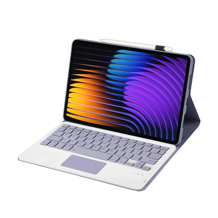 For Xiaomi Pad 7 / 7 Pro 11.2 inch A0N13-A Ultra-thin Detachable Bluetooth Keyboard Leather Tablet Case with Touchpad(Lavender White) - Others Keyboard by PMC Jewellery | Online Shopping South Africa | PMC Jewellery | Buy Now Pay Later Mobicred