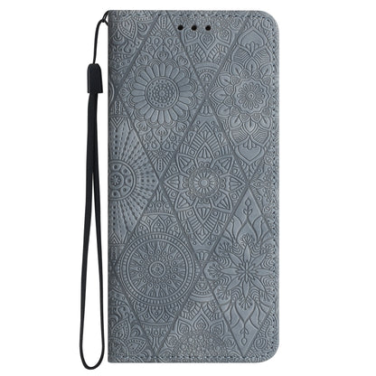 For Samsung Galaxy S25+ 5G Ethnic Embossed Adsorption Leather Phone Case(Grey) - Galaxy S25+ 5G Cases by PMC Jewellery | Online Shopping South Africa | PMC Jewellery | Buy Now Pay Later Mobicred