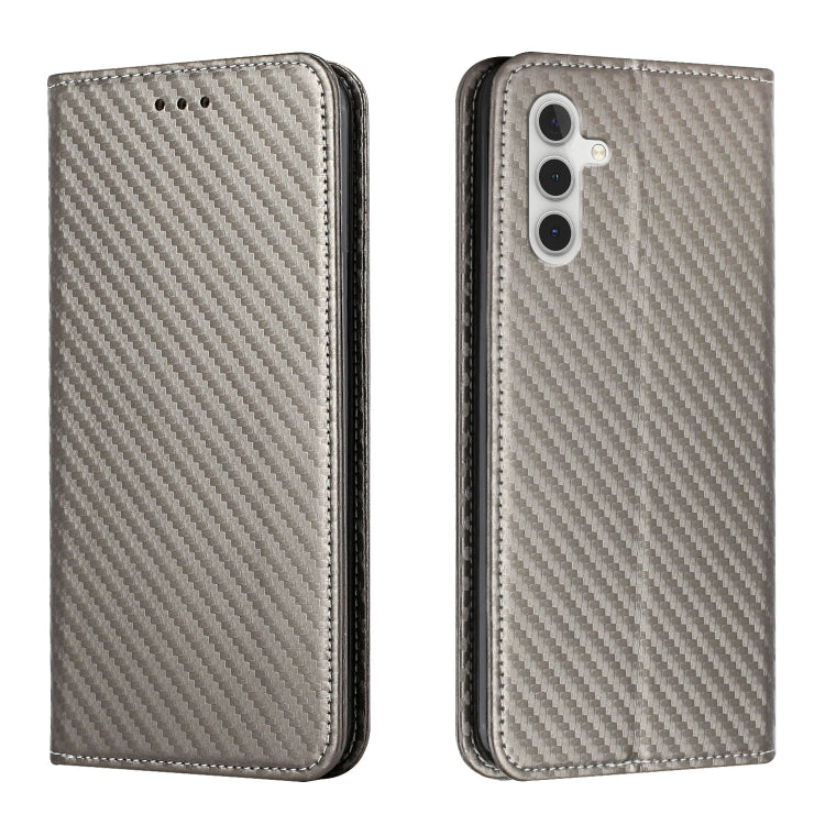 For Samsung Galaxy S25 5G Carbon Fiber Texture Magnetic Flip Leather Phone Case(Grey) - Galaxy S25 5G Cases by PMC Jewellery | Online Shopping South Africa | PMC Jewellery | Buy Now Pay Later Mobicred