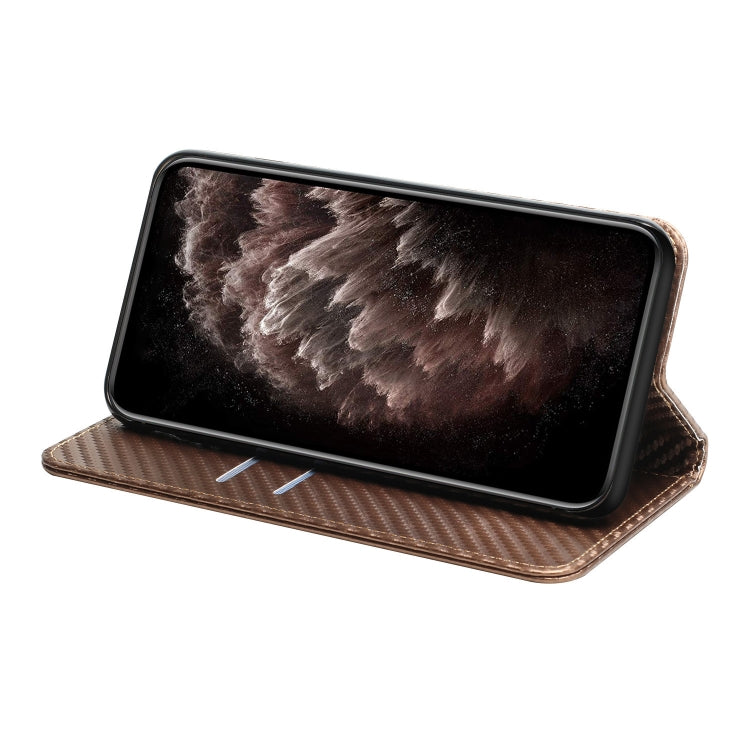 For Samsung Galaxy S25+ 5G Carbon Fiber Texture Magnetic Flip Leather Phone Case(Brown) - Galaxy S25+ 5G Cases by PMC Jewellery | Online Shopping South Africa | PMC Jewellery | Buy Now Pay Later Mobicred