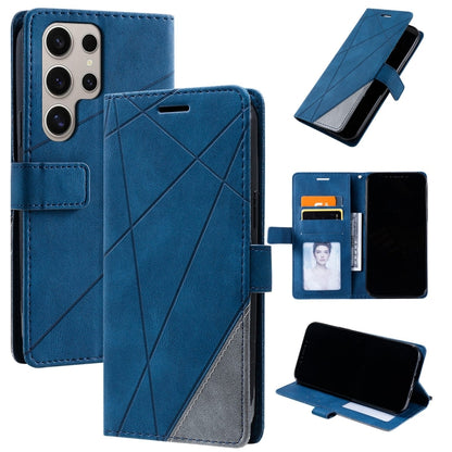 For Samsung Galaxy S25 Ultra 5G Skin Feel Splicing Leather Phone Case(Blue) - Galaxy S25 Ultra 5G Cases by PMC Jewellery | Online Shopping South Africa | PMC Jewellery | Buy Now Pay Later Mobicred