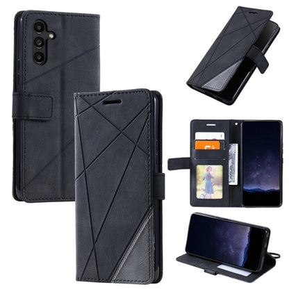 For Samsung Galaxy S25+ 5G Skin Feel Splicing Leather Phone Case(Black) - Galaxy S25+ 5G Cases by PMC Jewellery | Online Shopping South Africa | PMC Jewellery | Buy Now Pay Later Mobicred