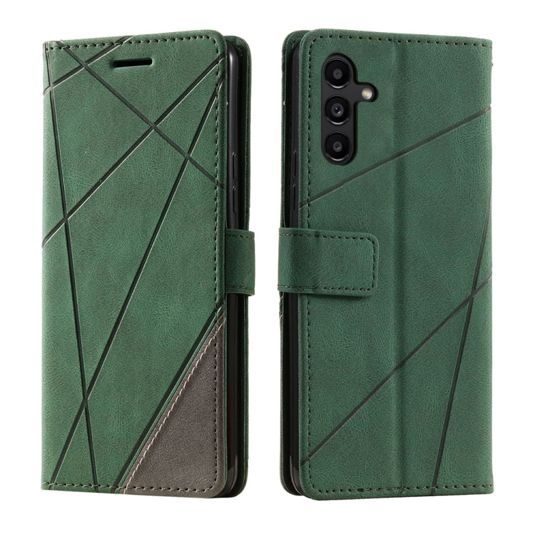 For Samsung Galaxy S25 5G Skin Feel Splicing Leather Phone Case(Green) - Galaxy S25 5G Cases by PMC Jewellery | Online Shopping South Africa | PMC Jewellery | Buy Now Pay Later Mobicred