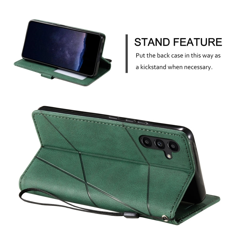 For Samsung Galaxy S25 5G Skin Feel Splicing Leather Phone Case(Green) - Galaxy S25 5G Cases by PMC Jewellery | Online Shopping South Africa | PMC Jewellery | Buy Now Pay Later Mobicred