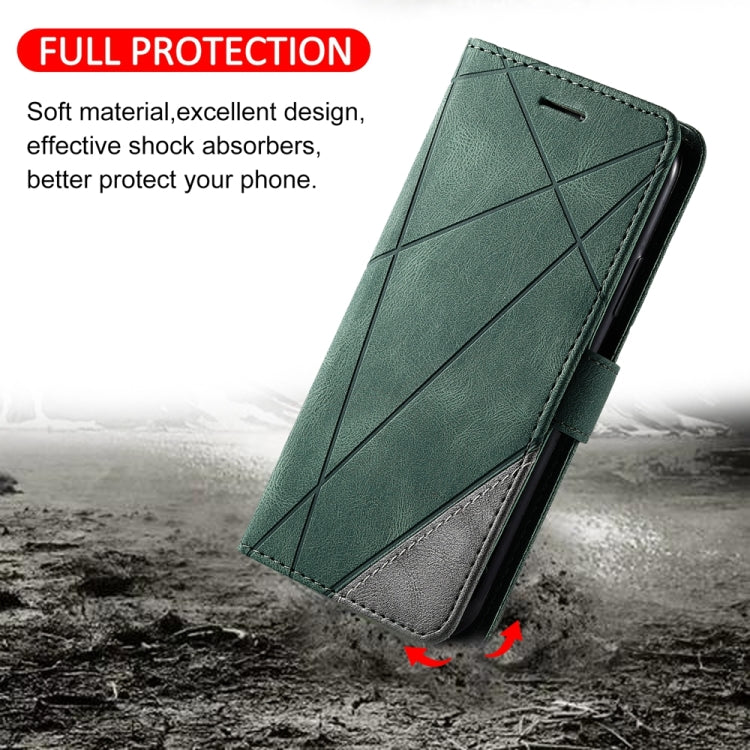 For Samsung Galaxy S25 5G Skin Feel Splicing Leather Phone Case(Green) - Galaxy S25 5G Cases by PMC Jewellery | Online Shopping South Africa | PMC Jewellery | Buy Now Pay Later Mobicred