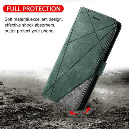 For Samsung Galaxy S25 5G Skin Feel Splicing Leather Phone Case(Green) - Galaxy S25 5G Cases by PMC Jewellery | Online Shopping South Africa | PMC Jewellery | Buy Now Pay Later Mobicred