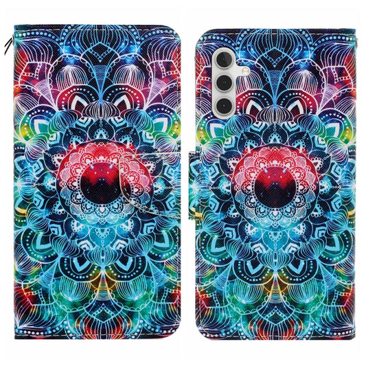 For Samsung Galaxy S25 5G Colored Drawing Pattern Leather Phone Case(Mandala) - Galaxy S25 5G Cases by PMC Jewellery | Online Shopping South Africa | PMC Jewellery | Buy Now Pay Later Mobicred