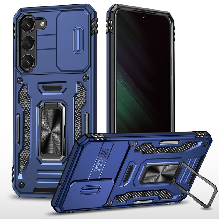 For Samsung Galaxy S25 5G Armor PC Hybrid TPU Camera Shield Phone Case(Navy Blue) - Galaxy S25 5G Cases by PMC Jewellery | Online Shopping South Africa | PMC Jewellery | Buy Now Pay Later Mobicred