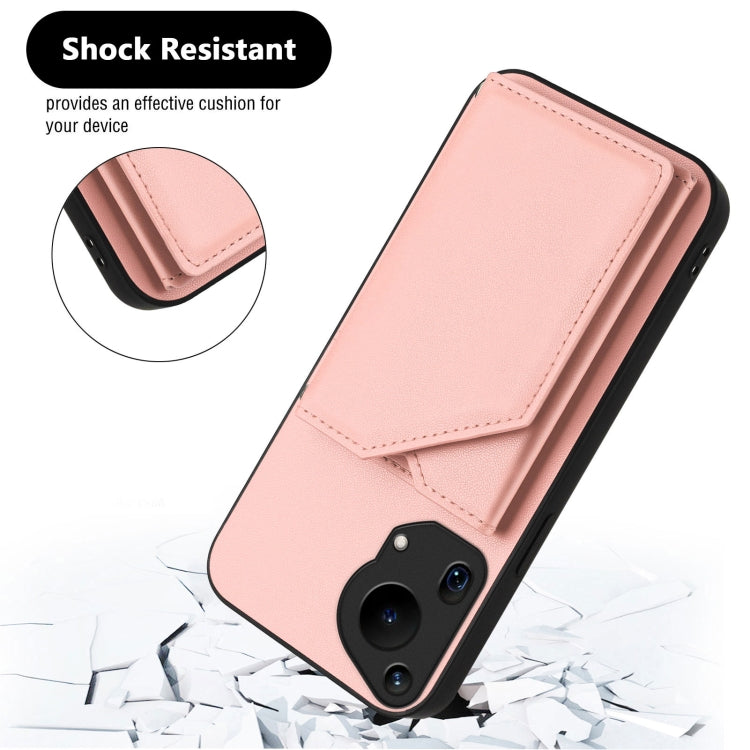 For Huawei Pura 70 Ultra Skin Feel Four Card Slots Phone Case with Wrist Strap(Pink) - Huawei Cases by PMC Jewellery | Online Shopping South Africa | PMC Jewellery | Buy Now Pay Later Mobicred