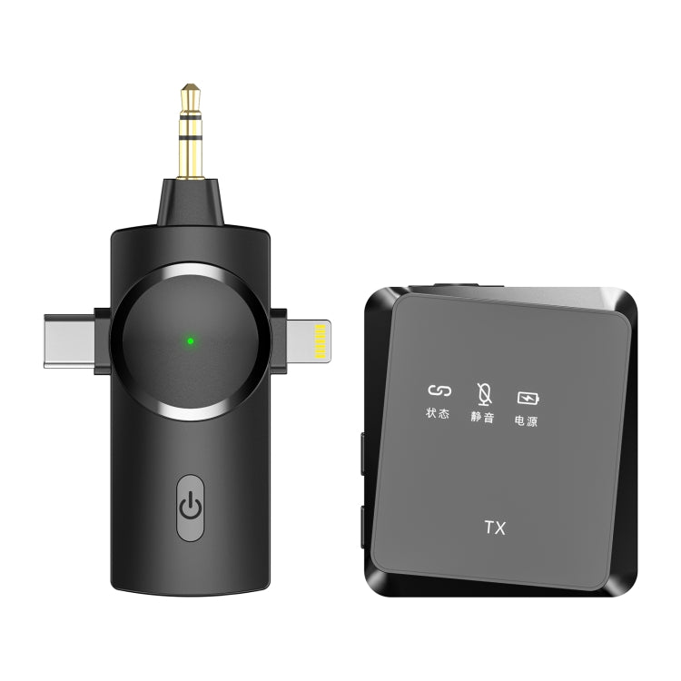 AP009 Wireless Lavalier Microphone with 3 in 1 Receiver(Black) - Microphone by PMC TechLife | Online Shopping South Africa | PMC TechLife | Buy Now Pay Later Mobicred