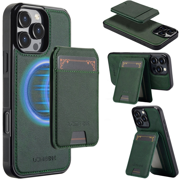 For iPhone 16 Pro Max LC.IMEEKE L3 Series Detachable RFID Card Bag Magsafe Phone Case(Green) - iPhone 16 Pro Max Cases by LC.IMEEKE | Online Shopping South Africa | PMC Jewellery | Buy Now Pay Later Mobicred