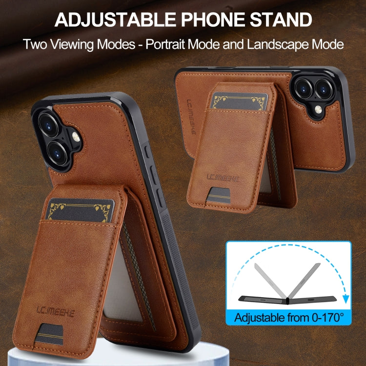 For iPhone 16 LC.IMEEKE L3 Series Detachable RFID Card Bag Magsafe Phone Case(Brown) - iPhone 16 Cases by LC.IMEEKE | Online Shopping South Africa | PMC Jewellery | Buy Now Pay Later Mobicred