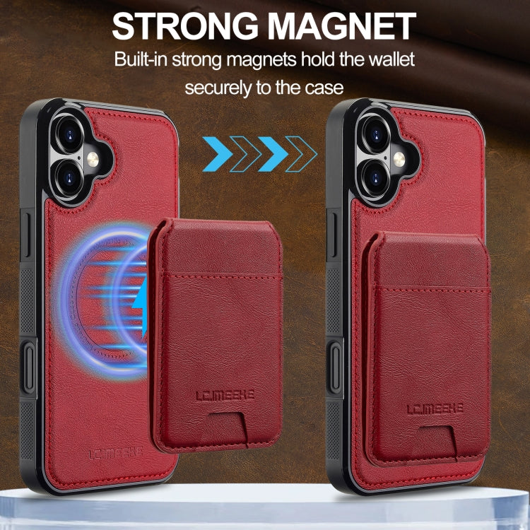 For iPhone 16 LC.IMEEKE L3 Series Detachable RFID Card Bag Magsafe Phone Case(Red) - iPhone 16 Cases by LC.IMEEKE | Online Shopping South Africa | PMC Jewellery | Buy Now Pay Later Mobicred