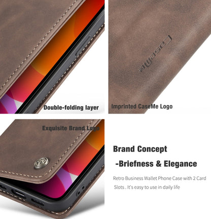 For iPhone 12 / 12 Pro CaseMe-013 Multifunctional Retro Frosted Horizontal Flip Leather Case with Card Slot & Holder & Wallet(Coffee) - iPhone 12 / 12 Pro Cases by CaseMe | Online Shopping South Africa | PMC Jewellery | Buy Now Pay Later Mobicred