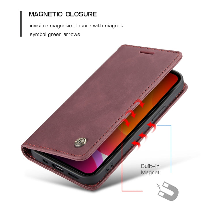 For iPhone 12 / 12 Pro CaseMe-013 Multifunctional Retro Frosted Horizontal Flip Leather Case with Card Slot & Holder & Wallet(Wine Red) - iPhone 12 / 12 Pro Cases by CaseMe | Online Shopping South Africa | PMC Jewellery | Buy Now Pay Later Mobicred