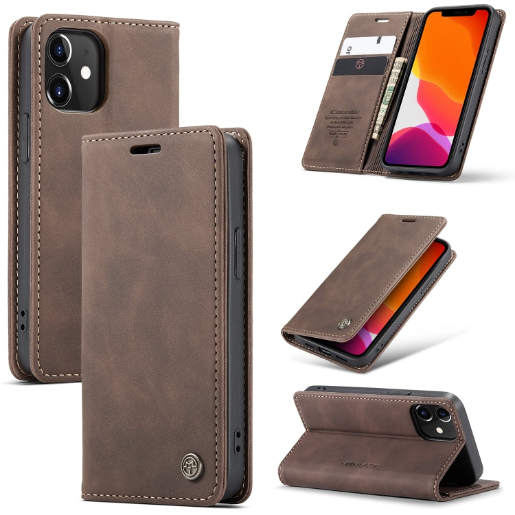 For iPhone 12 mini CaseMe-013 Multifunctional Retro Frosted Horizontal Flip Leather Case with Card Slot & Holder & Wallet(Coffee) - iPhone 12 mini Cases by CaseMe | Online Shopping South Africa | PMC Jewellery | Buy Now Pay Later Mobicred