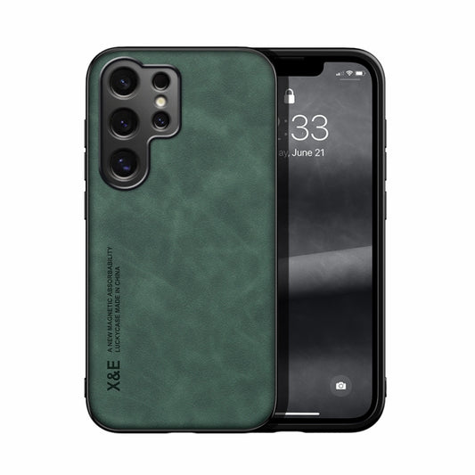 For Samsung Galaxy S25 Ultra 5G Skin Feel Magnetic Leather Back Phone Case(Green) - Galaxy S25 Ultra 5G Cases by PMC Jewellery | Online Shopping South Africa | PMC Jewellery | Buy Now Pay Later Mobicred