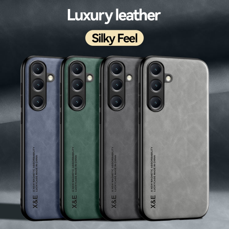 For Samsung Galaxy S25 5G Skin Feel Magnetic Leather Back Phone Case(Dark Grey) - Galaxy S25 5G Cases by PMC Jewellery | Online Shopping South Africa | PMC Jewellery | Buy Now Pay Later Mobicred