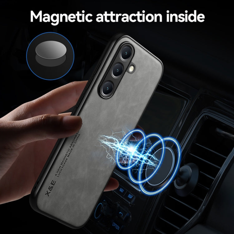 For Samsung Galaxy S25 Ultra 5G Skin Feel Magnetic Leather Back Phone Case(Light Grey) - Galaxy S25 Ultra 5G Cases by PMC Jewellery | Online Shopping South Africa | PMC Jewellery | Buy Now Pay Later Mobicred