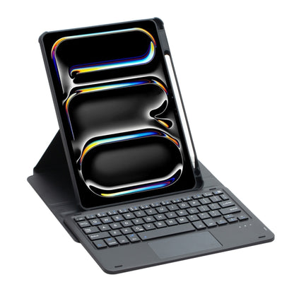 For iPad Pro 11 2024 L13-A 360 Rotation Acrylic Transparent Bluetooth Keyboard Leather Case With Touch Control(Black) - For iPad Pro by PMC Jewellery | Online Shopping South Africa | PMC Jewellery | Buy Now Pay Later Mobicred